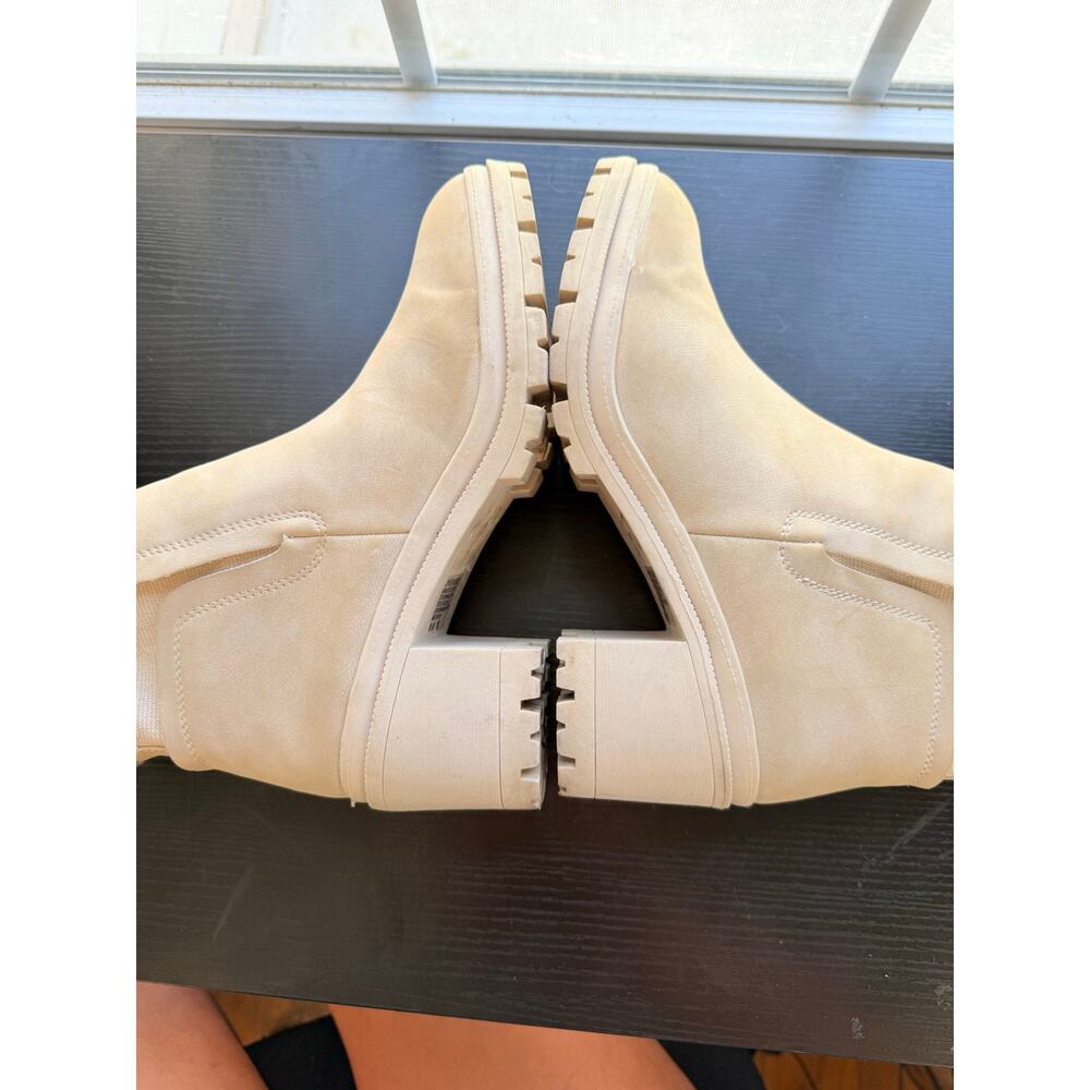 Shelley Beige Chunky Boots Block Heel Chelsea Ankle Boots Women’s Size 8.5 - Picture 11 of 11